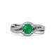 2 - Aimee Signature Emerald and Diamond Bypass Halo Engagement Ring 