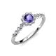 3 - Fiore Iolite and Diamond Halo Engagement Ring 