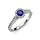 3 - Arael Blue Sapphire and Diamond Halo Engagement Ring 