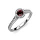 3 - Arael Red Garnet and Diamond Halo Engagement Ring 