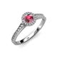 3 - Arael Rhodolite Garnet and Diamond Halo Engagement Ring 