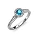 3 - Arael London Blue Topaz and Diamond Halo Engagement Ring 