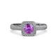 3 - Amias Signature Amethyst and Diamond Halo Engagement Ring 