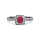 3 - Amias Signature Ruby and Diamond Halo Engagement Ring 