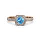 3 - Amias Signature Blue Topaz and Diamond Halo Engagement Ring 