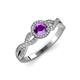 3 - Alita Amethyst and Diamond Halo Engagement Ring 