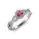 3 - Alita Rhodolite Garnet and Diamond Halo Engagement Ring 