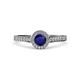 4 - Arael Blue Sapphire and Diamond Halo Engagement Ring 