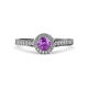 4 - Arael Amethyst and Diamond Halo Engagement Ring 
