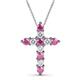 1 - Abella Pink Sapphire and Diamond Cross Pendant 