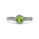 4 - Arael Peridot and Diamond Halo Engagement Ring 