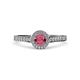 4 - Arael Rhodolite Garnet and Diamond Halo Engagement Ring 