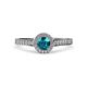 4 - Arael London Blue Topaz and Diamond Halo Engagement Ring 