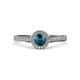 4 - Arael Blue and White Diamond Halo Engagement Ring 
