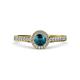 4 - Arael Blue and White Diamond Halo Engagement Ring 