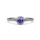 4 - Cyra Iolite and Diamond Halo Engagement Ring 