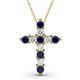 1 - Abella Blue Sapphire and Diamond Cross Pendant 