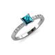 3 - Amra Princess Cut London Blue Topaz and Diamond Engagement Ring 