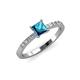 3 - Amra Princess Cut Blue and White Diamond Engagement Ring 