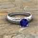 3 - Eudora Classic 6.00 mm Round Blue Sapphire Solitaire Engagement Ring 