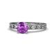 1 - Niah Classic 6.50 mm Round Amethyst Solitaire Engagement Ring 