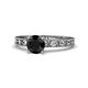 1 - Niah Classic 6.00 mm Round Black Diamond Solitaire Engagement Ring 