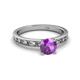 4 - Niah Classic 6.50 mm Round Amethyst Solitaire Engagement Ring 