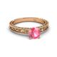 4 - Florie Classic 6.50 mm Round Pink Tourmaline Solitaire Engagement Ring 