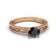 4 - Florie Classic 6.00 mm Round Black Diamond Solitaire Engagement Ring 
