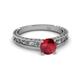 4 - Florie Classic 6.00 mm Round Ruby Solitaire Engagement Ring 