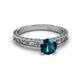 4 - Florie Classic 6.50 mm Round Blue Diamond Solitaire Engagement Ring 