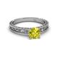 4 - Florie Classic 6.50 mm Round Yellow Diamond Solitaire Engagement Ring 