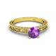 4 - Florie Classic 6.50 mm Round Amethyst Solitaire Engagement Ring 