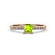 4 - Amra Princess Cut Peridot and Diamond Engagement Ring 