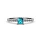 4 - Amra Princess Cut London Blue Topaz and Diamond Engagement Ring 