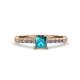 4 - Amra Princess Cut London Blue Topaz and Diamond Engagement Ring 