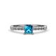 4 - Amra Princess Cut Blue and White Diamond Engagement Ring 