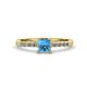 4 - Amra Princess Cut Blue Topaz and Diamond Engagement Ring 