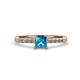 4 - Amra Princess Cut Blue and White Diamond Engagement Ring 