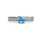 4 - Aysel Blue Topaz and Diamond Double Row Engagement Ring 