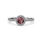 4 - Eleanor Rhodolite Garnet and Diamond Halo Engagement Ring 