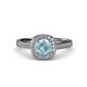 4 - Hain Aquamarine and Diamond Halo Engagement Ring 