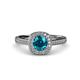 4 - Hain London Blue Topaz and Diamond Halo Engagement Ring 