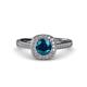 4 - Hain Blue and White Diamond Halo Engagement Ring 