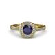 4 - Hain Blue Sapphire and Diamond Halo Engagement Ring 