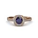 4 - Hain Blue Sapphire and Diamond Halo Engagement Ring 