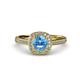 4 - Hain Blue Topaz and Diamond Halo Engagement Ring 