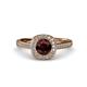 4 - Hain Red Garnet and Diamond Halo Engagement Ring 