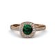 4 - Hain Emerald and Diamond Halo Engagement Ring 