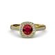 4 - Hain Ruby and Diamond Halo Engagement Ring 